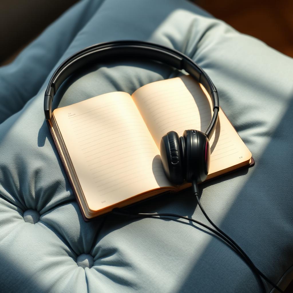 Headphones and a calm playlist with nature visuals