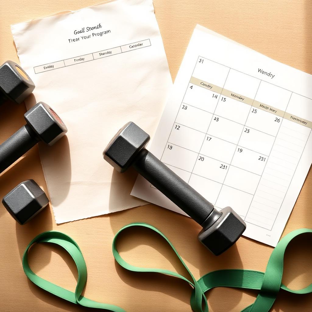 A four-week workout calendar with gentle strength exercises