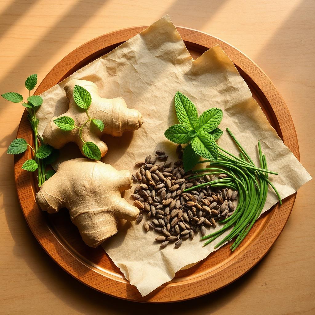 Soothing herbal bitters, digestive herbs and a gut-health journal spread
