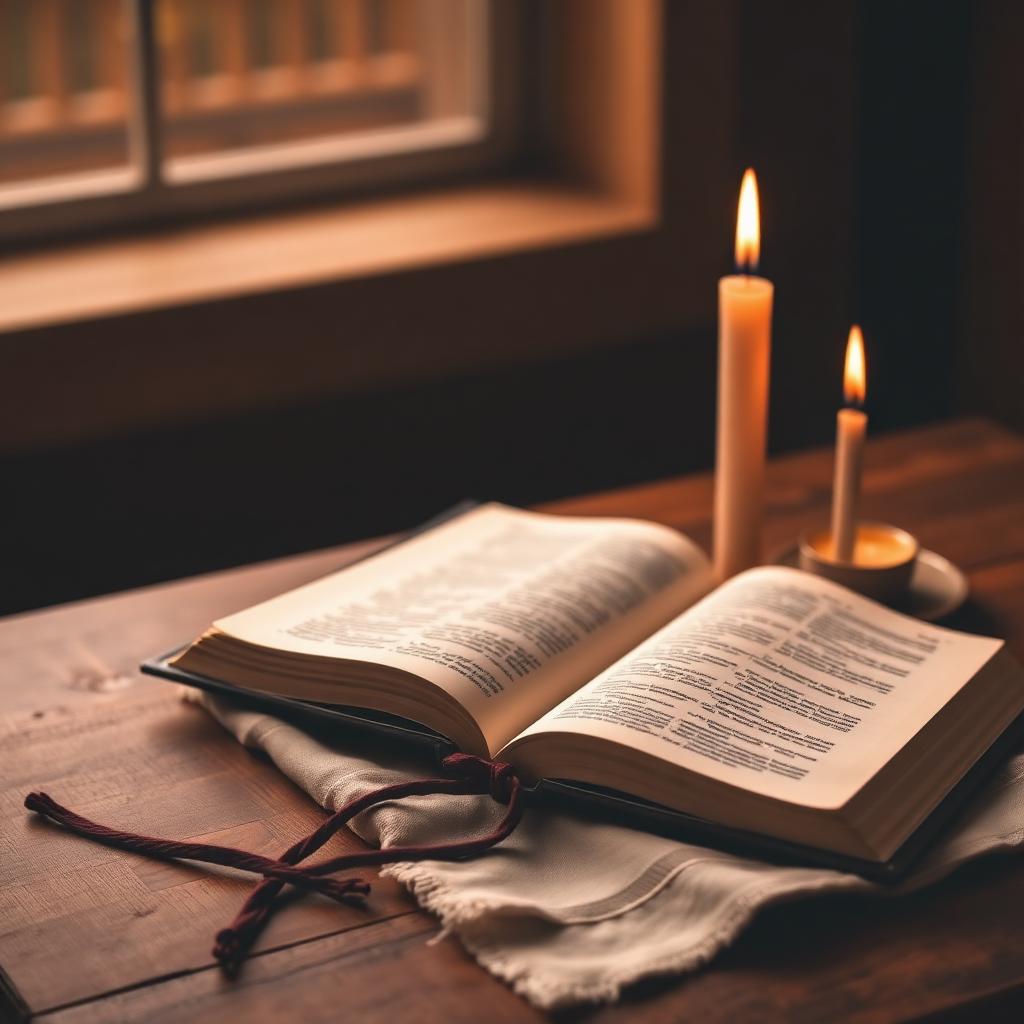 A peaceful Sabbath table with bread, wine and restful light