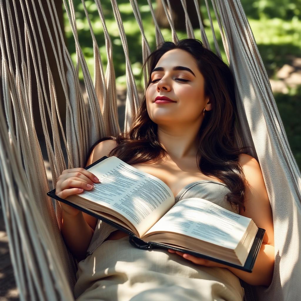 A woman resting under a tree with an open Bible and journal
